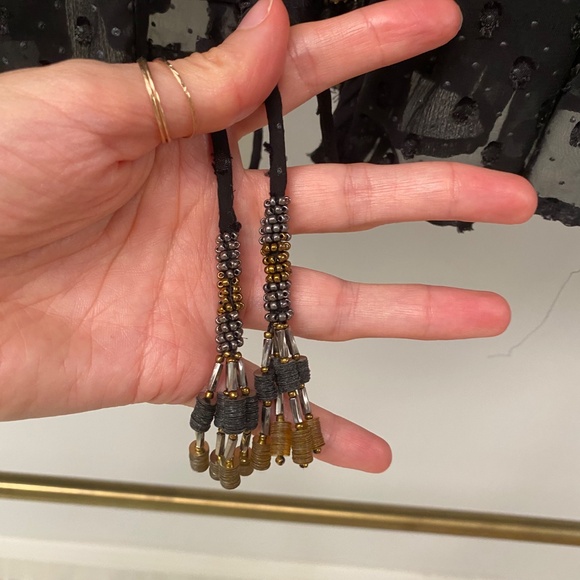 Zara Plumentis Bolero Sequin Dot Mesh Tasseled Black Party Jacket 5107/070 Sz XS - Picture 11 of 14